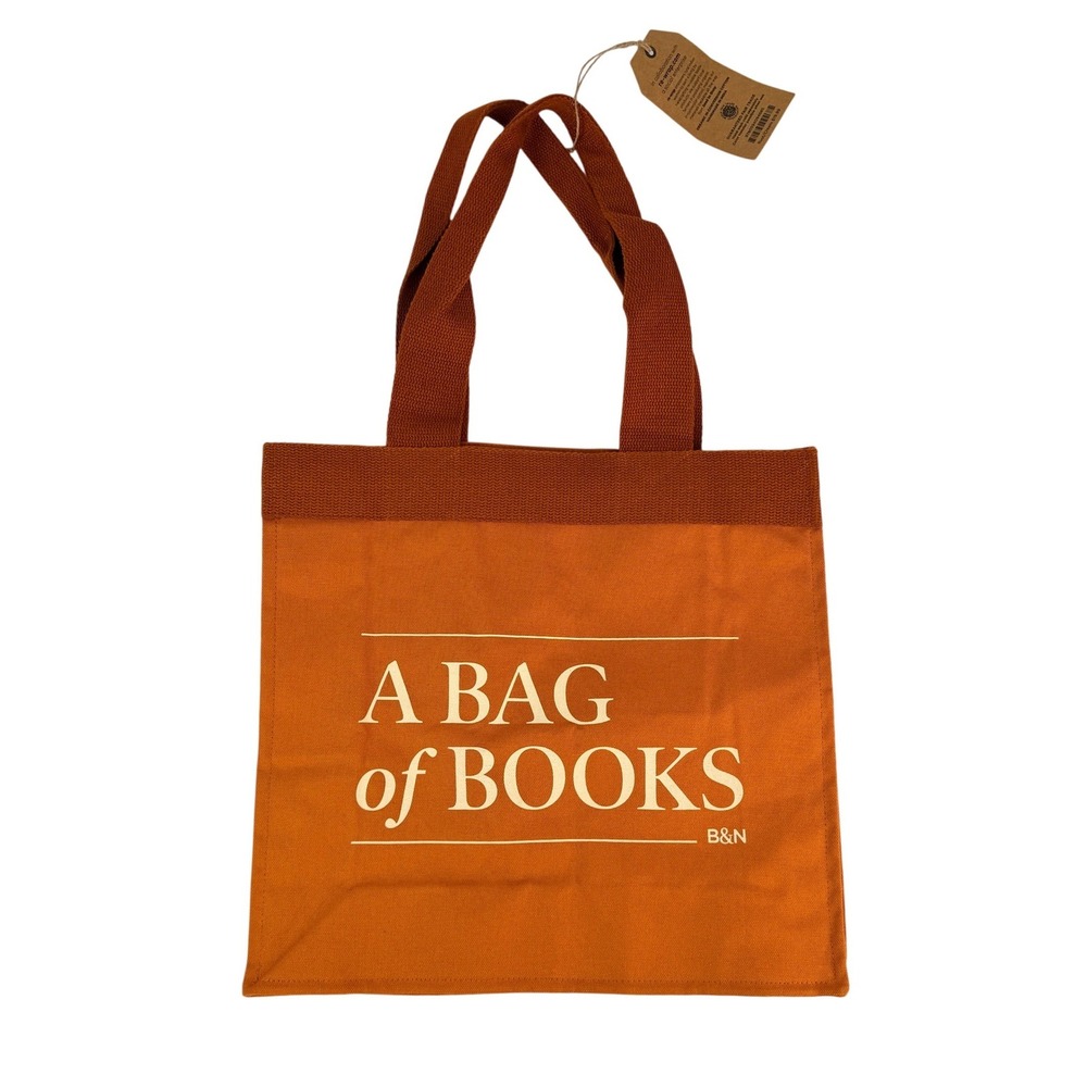 Barnes & Noble Re-Wrap Premium Organic Cotton Book Tote Bag Rust Orange NWT